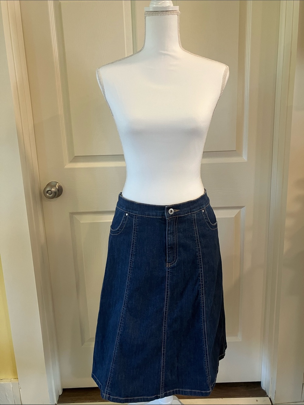 Y2K Fresh Produce Dark Blue Denim A-Line Skirt Stretch